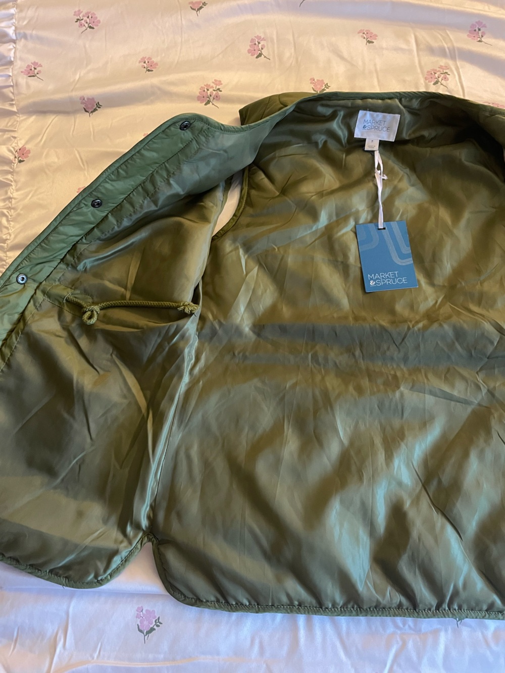 Market & Spruce | Quilted Olive Green Sleeveless Vest | Women’s Vest | NWT - Picture 12 of 14